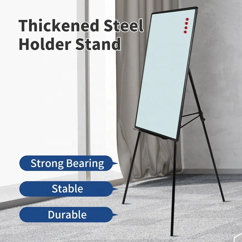 High quality magnetic Surface Glass Whiteboard Mobile Flipchart With Legs white board stand Interactive Notice Board