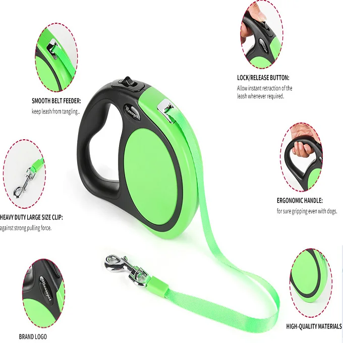Adjustable Strong Ropes Dog Outdoor Training Running Walking Nylon Automatic Retractable Dog Leash/Leads