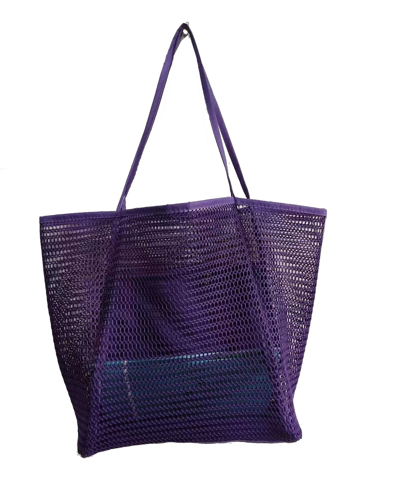 BB-001 Lightweight Foldable Mesh Beach Tote Bag with Zipper Pocket  Pool Bag for Shopping Picnic Travel
