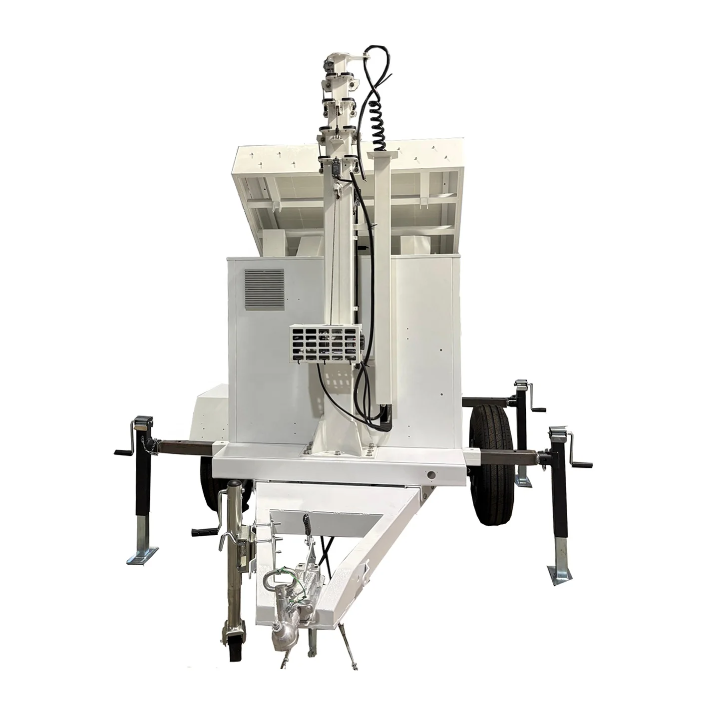 Security camera mobile solar trailer with remote intercom for concerts and music festivals