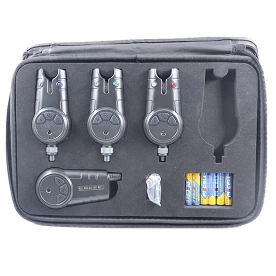 Excellent Performance High Sensitive Durable Adjustable Light JZH-RFS680 Black 3+1 Wireless Fishing Bite Alarm