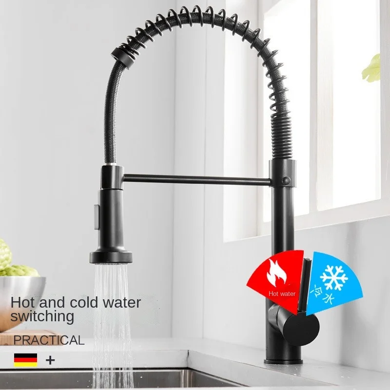 Factory Direct Wholesale 360 Degree Pull Down Type Black Stainless Steel Kitchen Sink Faucet