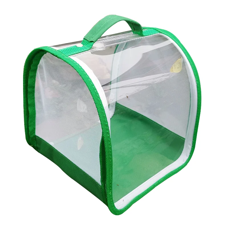 Kingtale Transparent Floral Pattern Pet Carrier Bag 360-Degree Protective Butterfly Cage for Insects Reptiles Pet Furniture