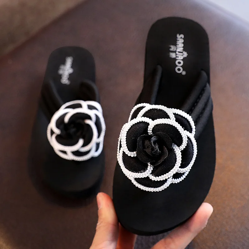 Summer outdoor non-slip slippers for girls, flower fashion flip-flops kids slippers children shoes