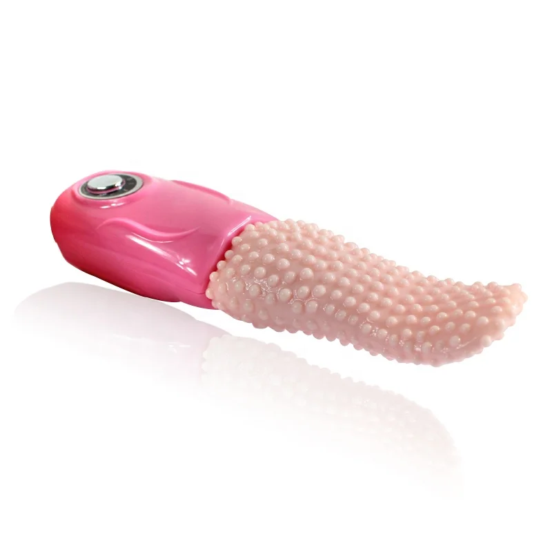 Simulated electric tongue licking female silicone masturbator vibrator stick