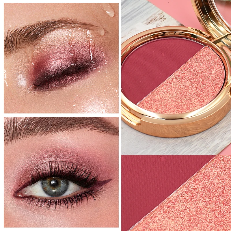 MLM Custom Makeup High Quality Private Label Glitter Shiny Eye Shadow High Pigmented Vegan Custom Logo Duo Eyeshadow Palette