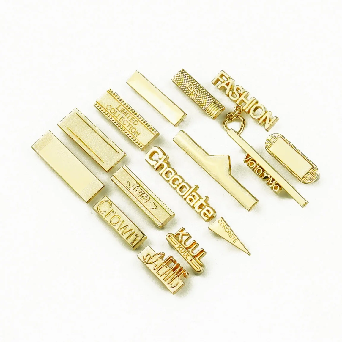 JinYi Hardware OEM ODM Brand Logo Design Decorative Zinc Alloy Custom Metal Label Tag for Clothing