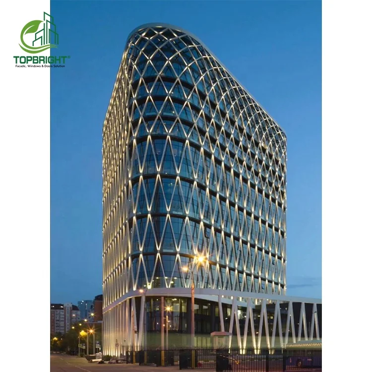 Construction curtain wall building aluminum frame exterior insulated glass curtain wall system