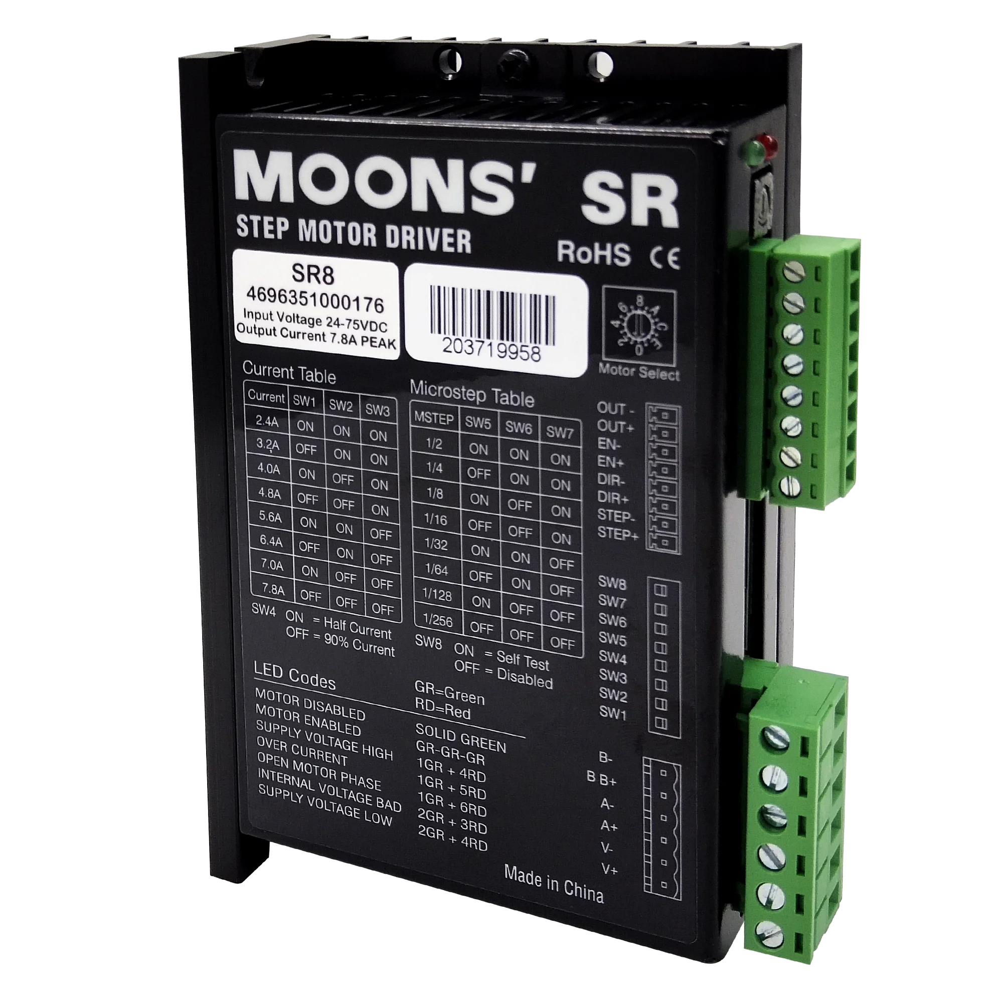 Двигатель шагового двигателя MOONS SR8 nema 23 Nema 34 24 ~ 75 в контроллер драйвер для драйвера 3D-принтера
