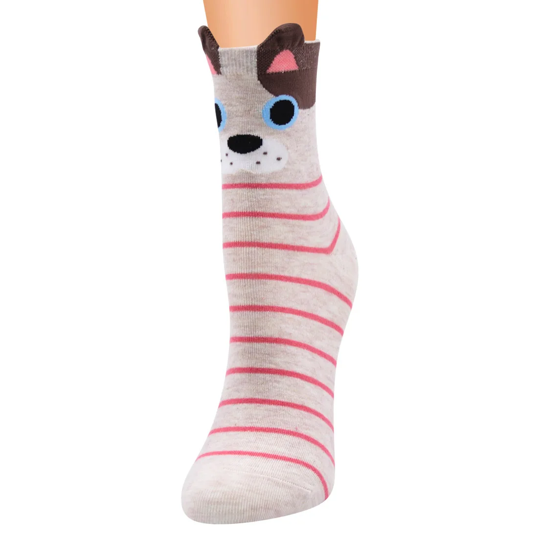New Korean style cartoon animal in tube female cat and dog pattern ladies cotton socks