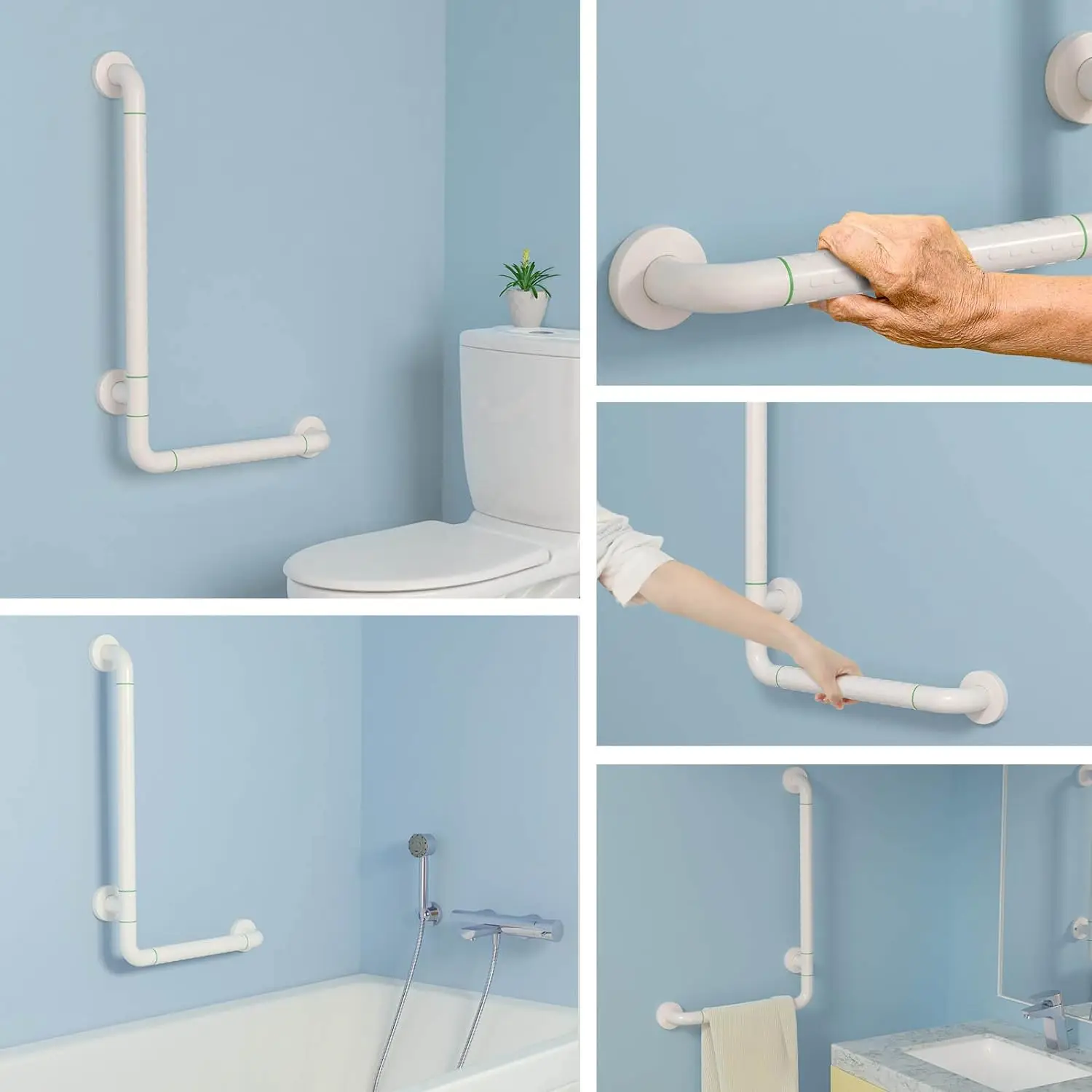 Bath Handle Non-Slip Safety Handle Bathroom Wall Grab Rail 60 x 40 cm Handle Bars Wall Mounted for Toilet Bathroom Bathtub