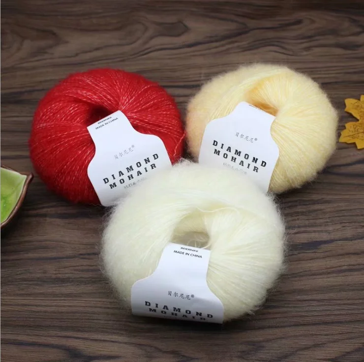 Bojay High Quality 2Ply 25g Cone Yarn For Hand Knitting Crochet Sweater Solid Colors Pure Acrylic Mohair Yarn