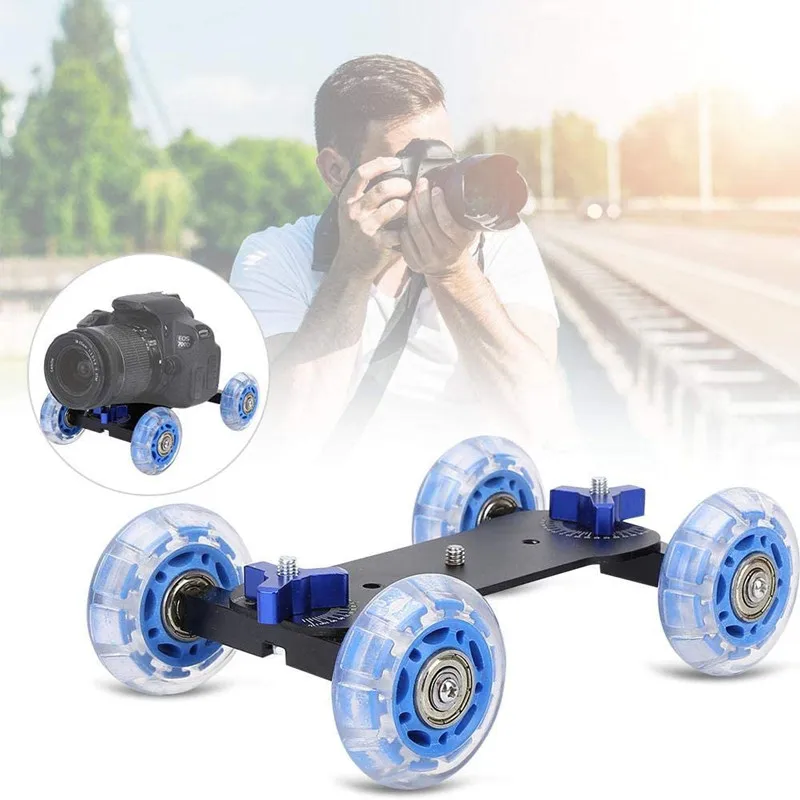 4-Wheel Floor Video Table Slider Dolly for DSLR Camera Photograph Rail Rolling Track Skater Dolly Car
