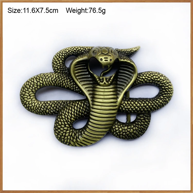 Hot Selling Zinc Alloy Material Gold and Silver 3D Cobra Shaped Tactical Belt Buckle