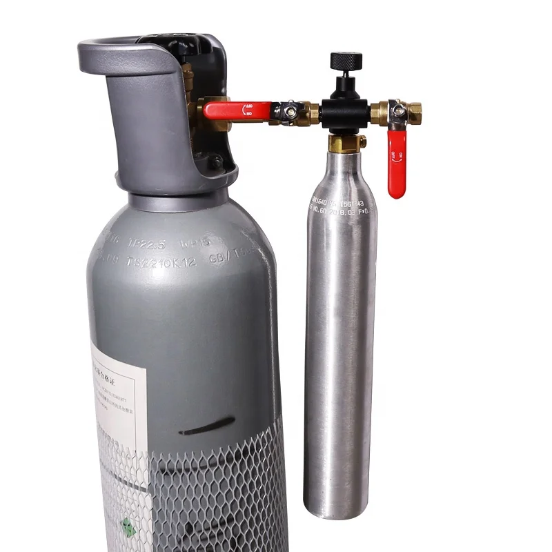 DIN477 CGA320 Thread Connect Big Co2 to TR21-4 Soda Cylinder  Filling Gas Refill Station for Soda Maker Cylinder