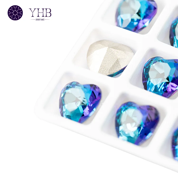 Wholesale Bulk High Quality Non-Hotfix Rhinestone Glass Heart Shape Rhinestone For Clothes Jewelry