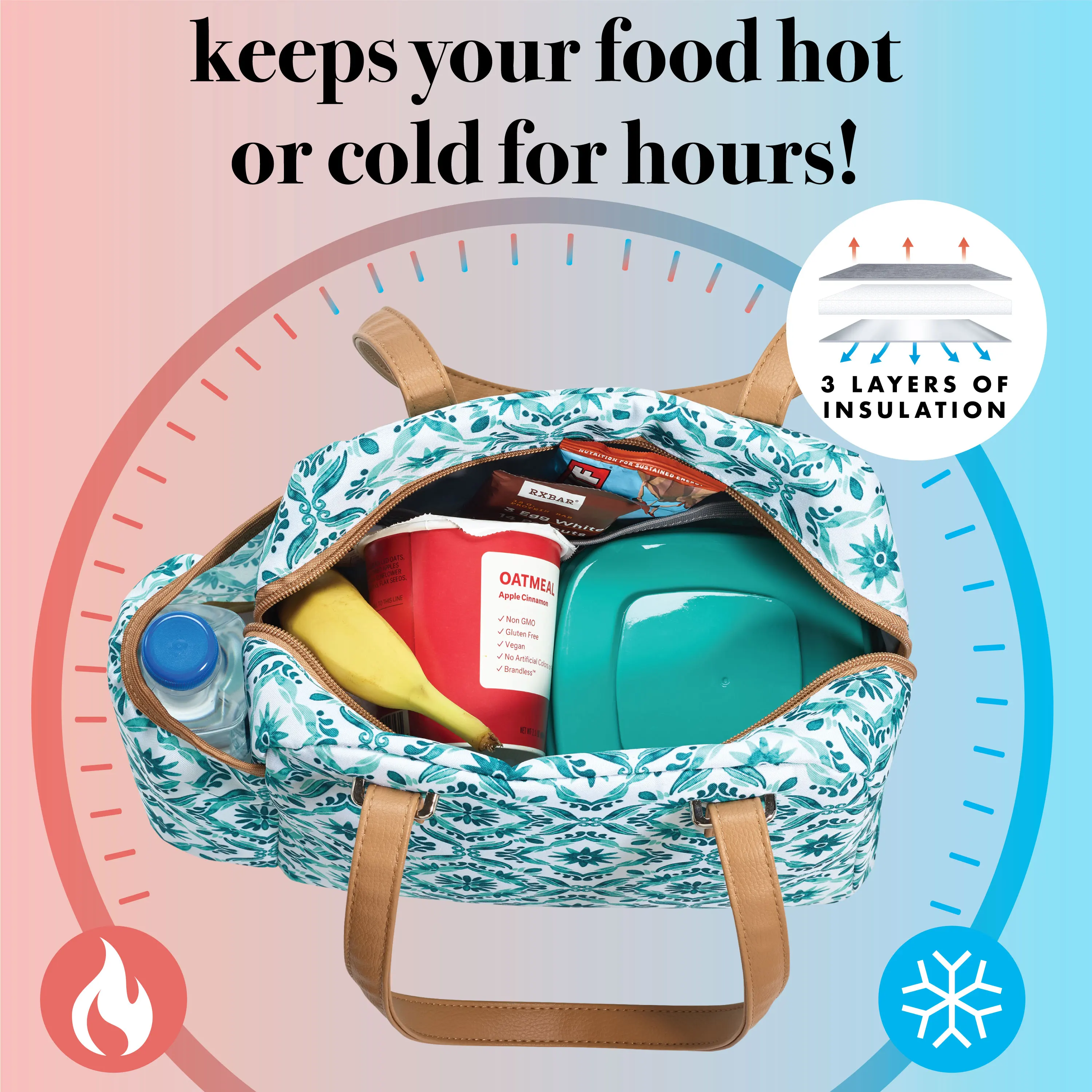 Factory Provides Best Quality Insulated Cooler Thermal Fashion Zipper Women Lunch Tote Bag