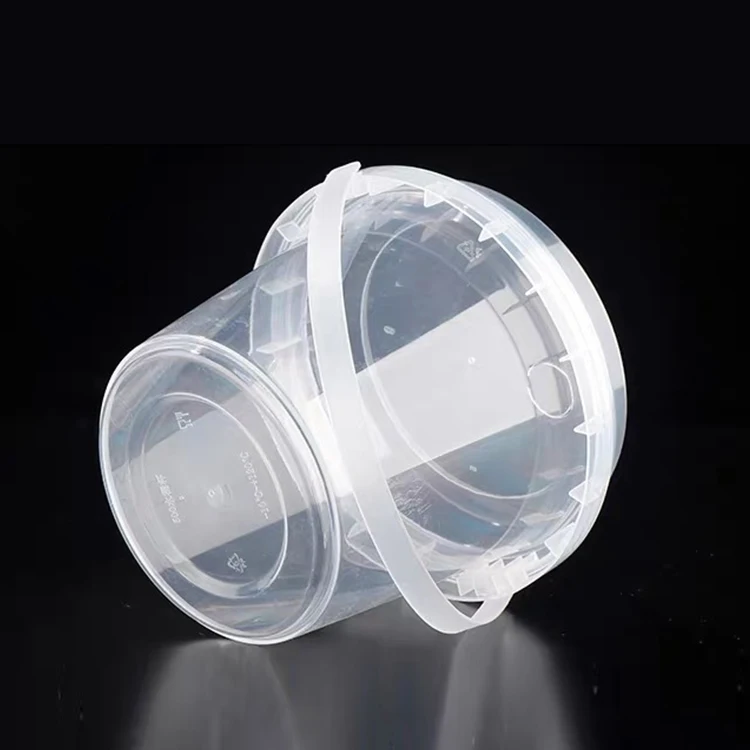 Custom Plastic Bucket Food Grade With Lid 500ml 700ml 1000ml Fruit Yogurt Milk Tea Packing Bucket With Lid