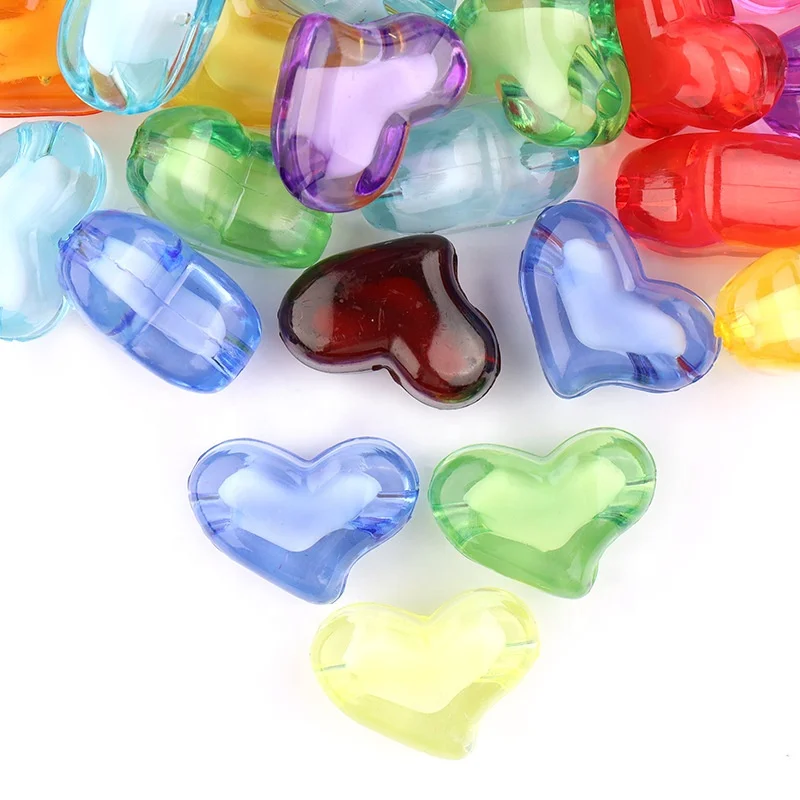 100 Pcs Colorful Acrylic Heart Shape Charming Beads Clear Star Crystal Beads for Jewelry Making and Bracelets