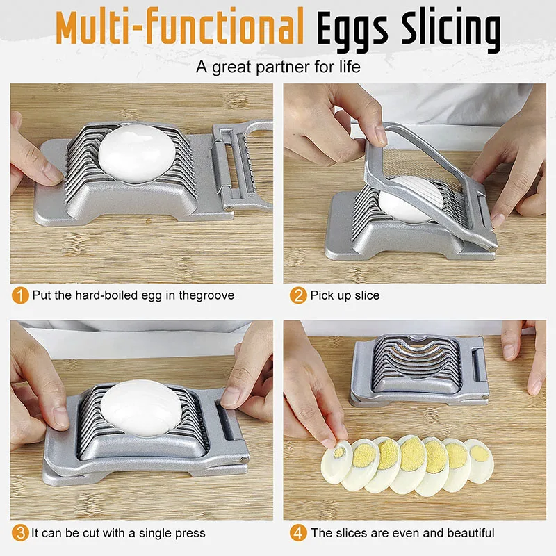 Household Manual Multifunctional Egg Cutter, Egg Slicer Stainless Steel, Egg Slicer for Boiled Eggs