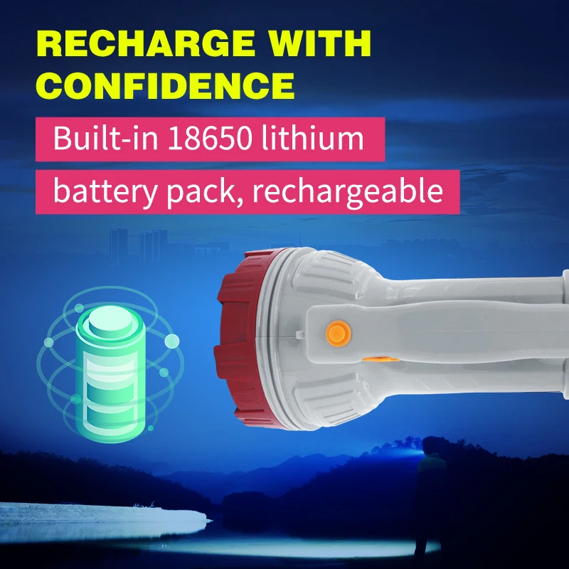 China Factory 200W LED Handheld Portable Lithium Battery Battery LED Rechargeable Searchlight