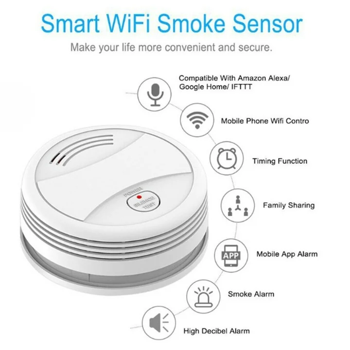 Горячая Распродажа Wi-Fi дымовая сигнализация беспроводной датчик дыма умный детектор потолочный огонь