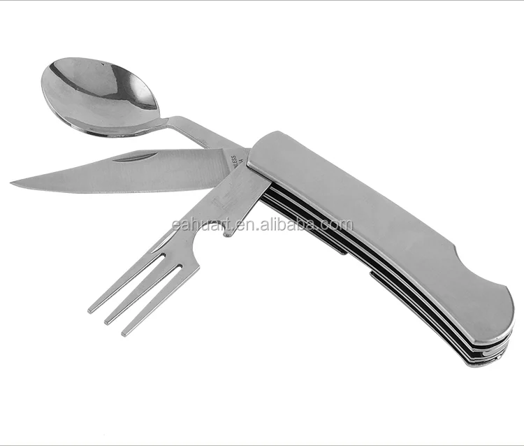 High quality portable cutlery set italy multifunction cutlery pocket cutlery set spoon fork knife for camping