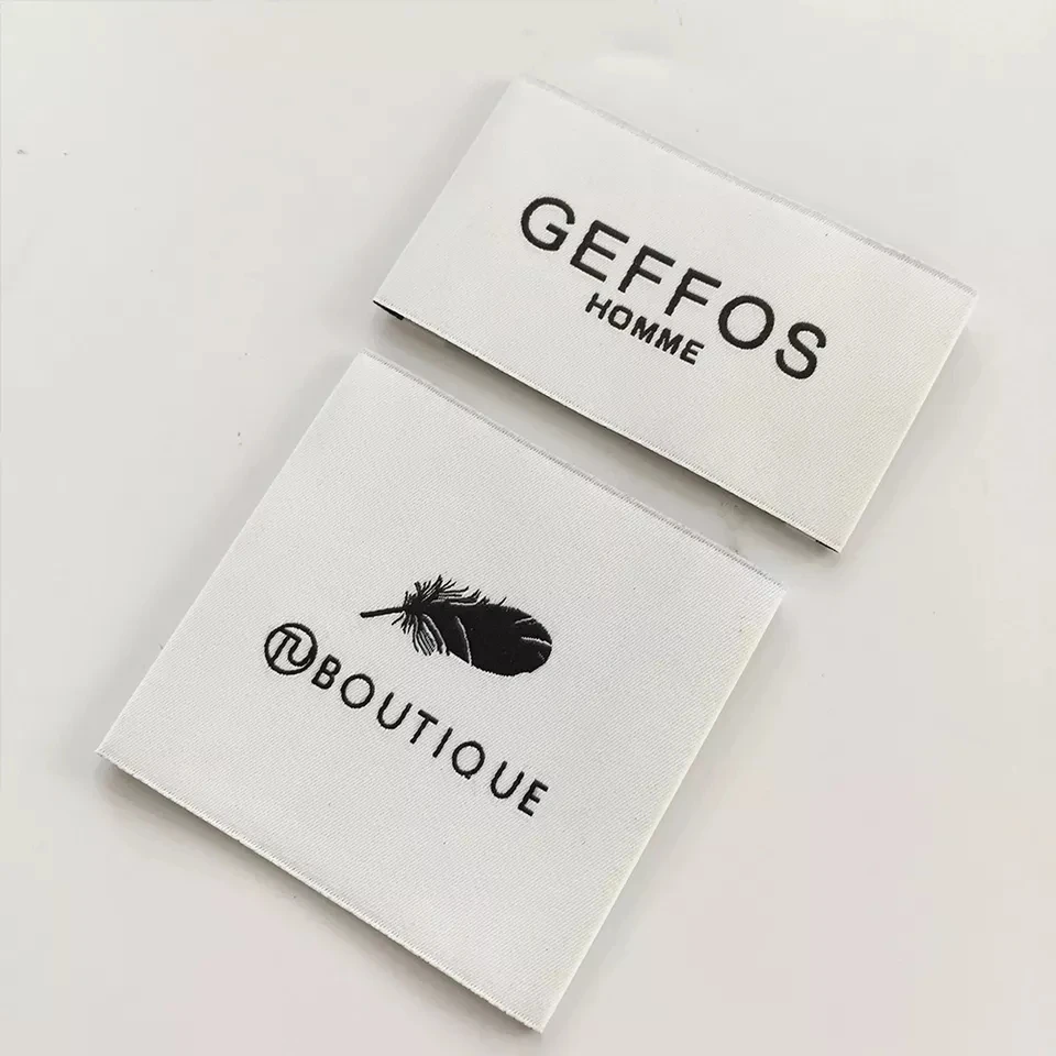 Custom End Fold Garment t shirt brand Labels Factory Product Clothes Personalised Labels Satin woven Label For Clothing