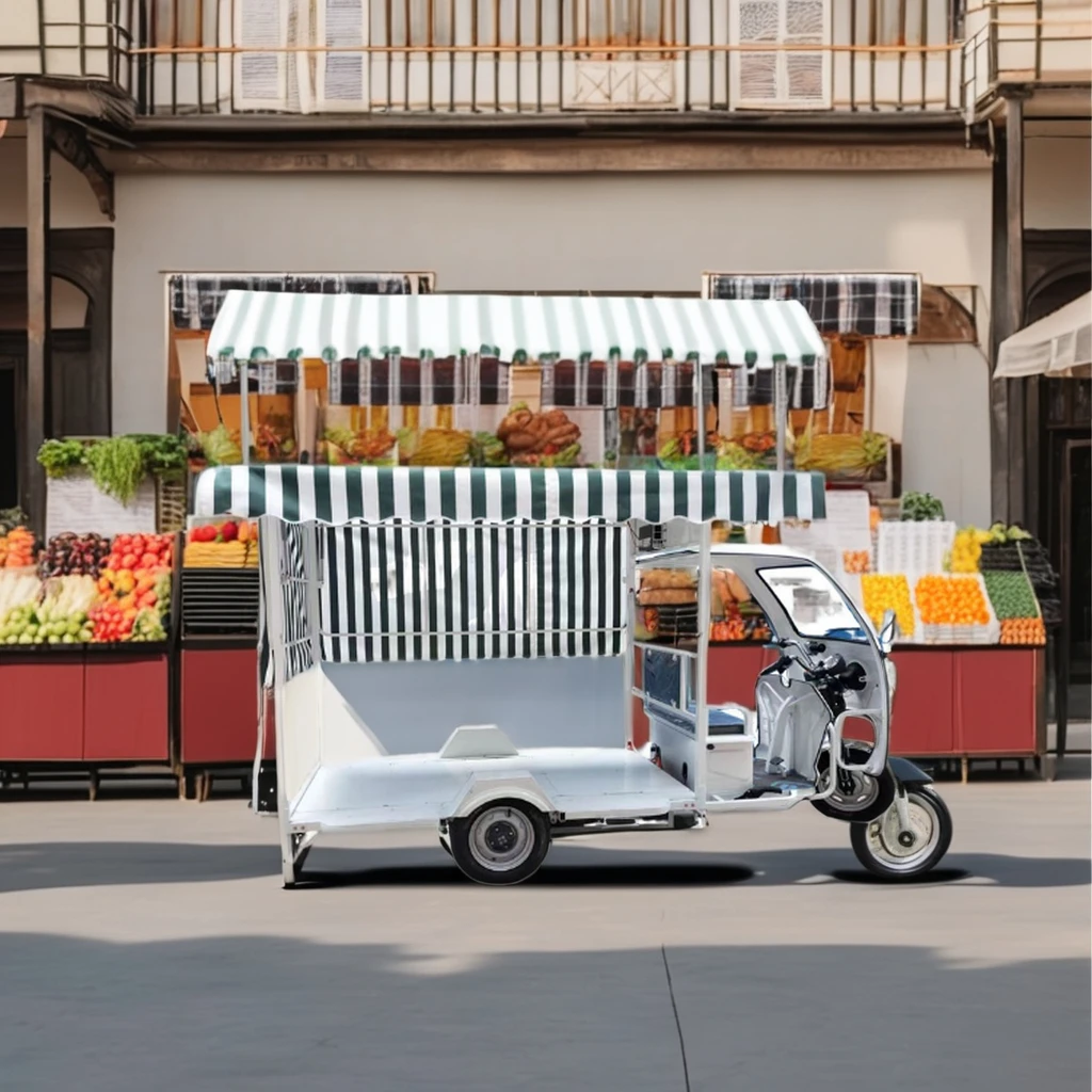 Customized mobile stall electric tricycle with covered goods electric tricycle three-wheeled transport vehicle