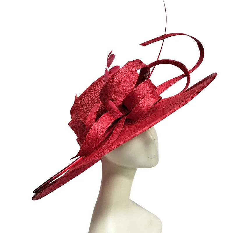 New Arrived Eco-Friendly Ladies Mesh Yarn Fascinators Bridal Wedding Hats Fancy Derby Party Sinamay Women Church Hat