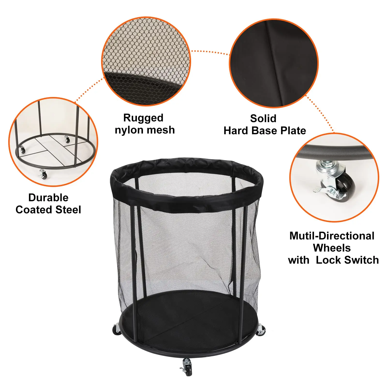 Wholesales Outdoor Indoor Rolling Basketball Rack Sports Ball Storage Organizer Ball Cart With Wheels Lock