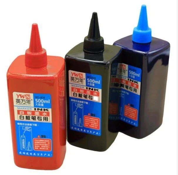 Hot Sale Bottle 500ml Refill Ink for Refilling Inks Whiteboard Marker Pen Black Red Blue 3 Colors School Office Supplies