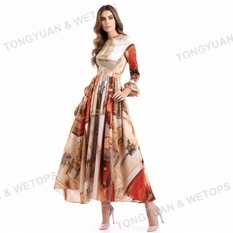 Factory Wholesale Women Clothing Dress Casual Long Sleeve Maxi Dress Women Sexy Lady Elegant Clothes Women Dress Summer