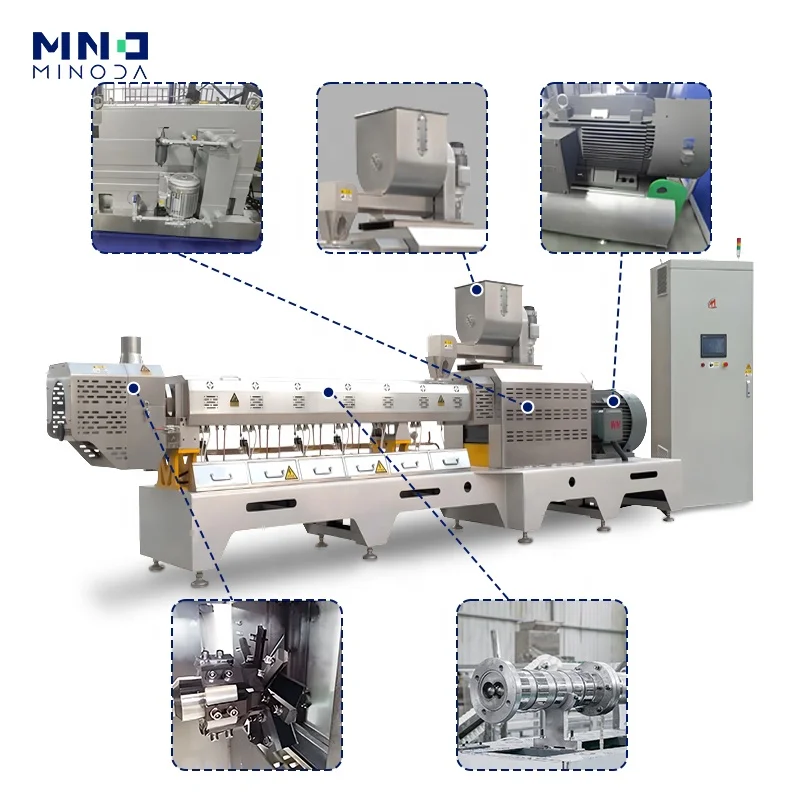 Hot Sales Custom Stainless Steel Single Twin Screw Extruder 300kg/h Short Cut Spaghetti Pasta Macaroni Food Extruder