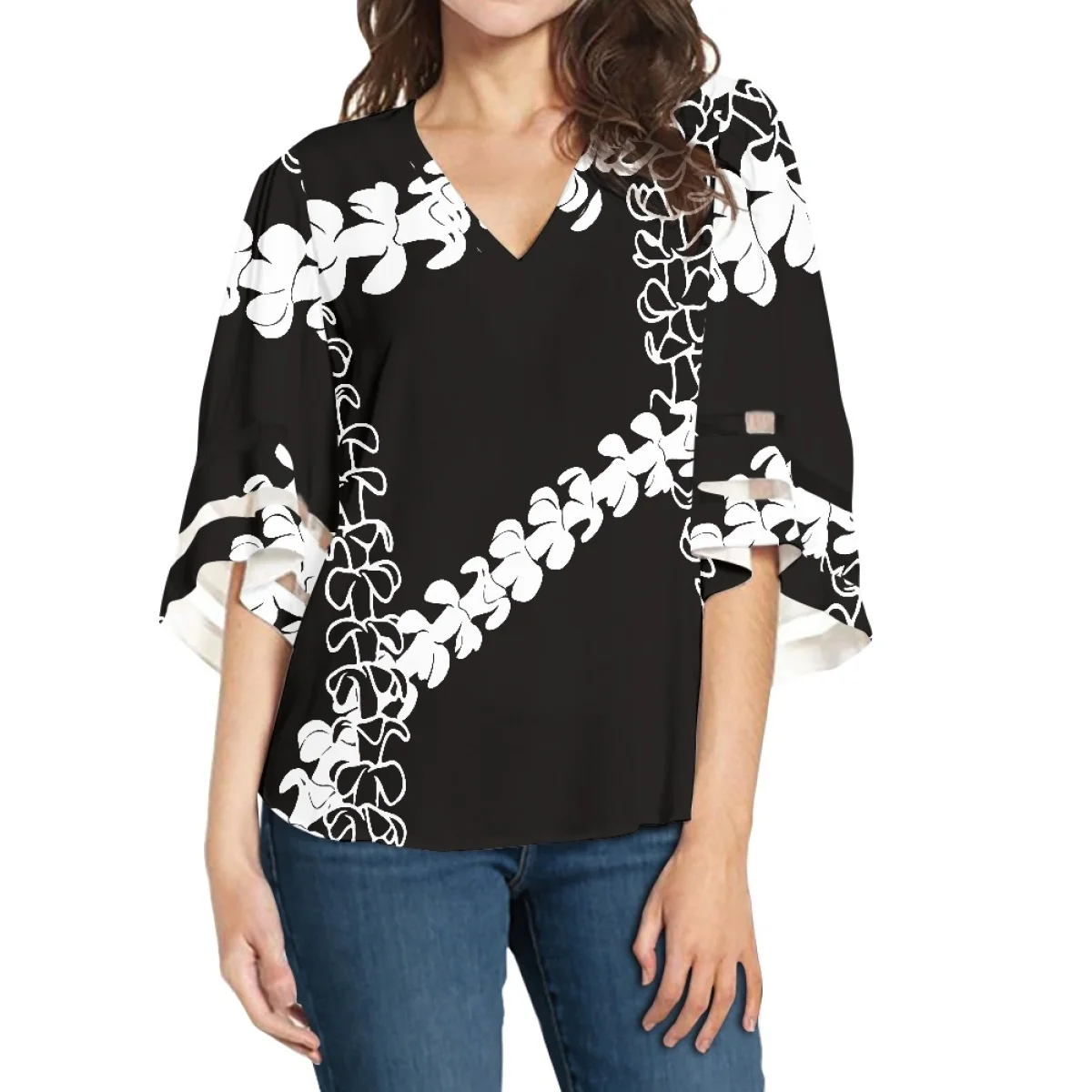 Puakenikeni Style Custom Design Chiffon Top Manufacturers Direct Light Soft Clothing Casual Comfortable And Breathable Clothing