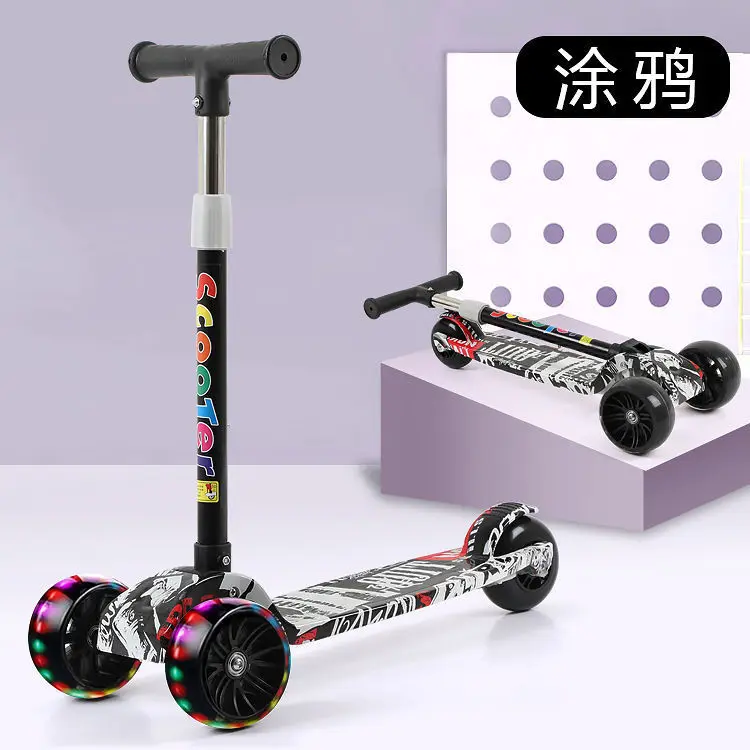 Eco-Friendly Three-Wheeled Alloy Scooter for Kids Foldable Pedal Design Pedal Tricycle Made of Durable Plastic