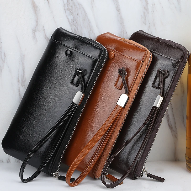 OEM Billeteras Hombres Cell Phone Soft Male Wholesale Designer Purse Wallet Men Long Leather Luxury