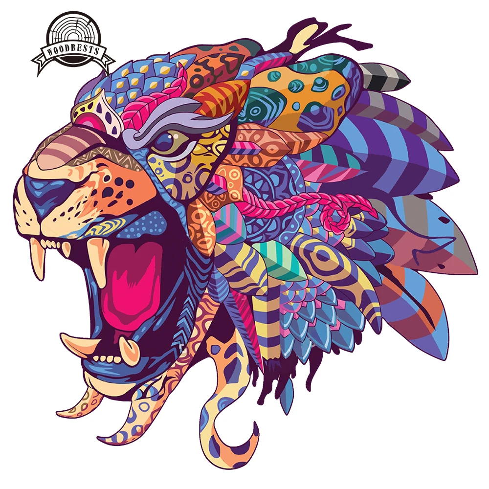 DAZZLE COLOUR THE TIGER 3d animal wooden jigsaw puzzle for adults