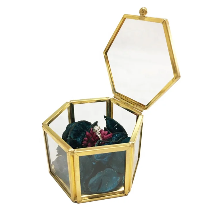 JB-1004 Custom Wholesale Glass Trinket Ring Jewelry Box