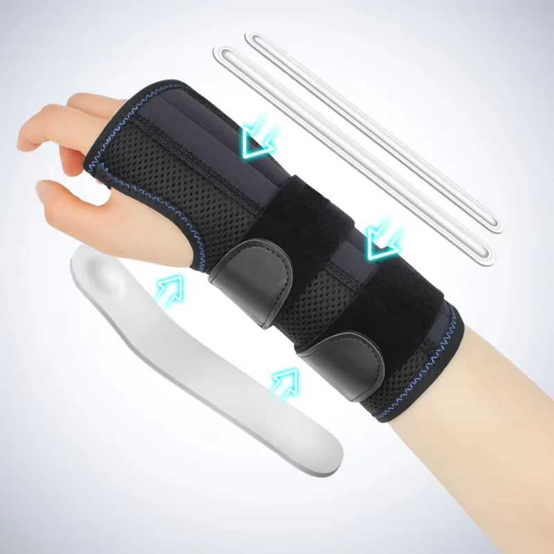 Custom Medical 2 Adjustable Strap Compression Carpal Tunnel Black Orthopedic Hand Wrist Support Splint Brace