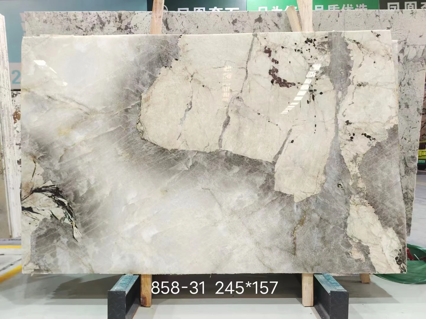 Natural White Crystal Quartzite Translucent Marble Quartzite Slab Wall Bar Decor Customized Countertop