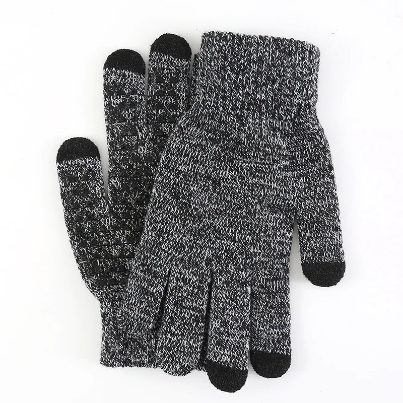 Cycling gloves for men and women winter warmth and cold plus thickened wool knitted touch screen gloves wholesale