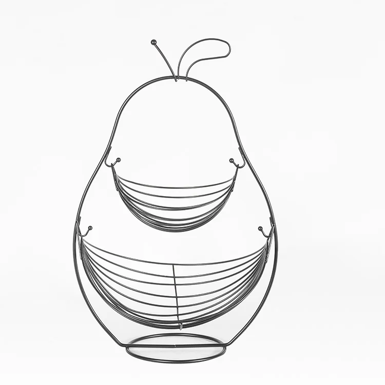 Custom kitchen organizer accessories 2 tier Metal Storage Scoop shaped fruit basket