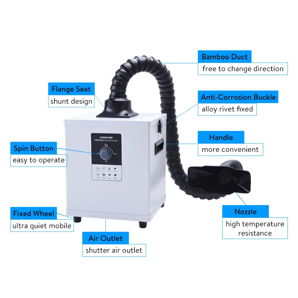 Solder Fume Extractor HEPA Filter FES150 Smoke Absorber for Nail Salon and ESD Soldering 3 Stage Filter with Activated Carbon