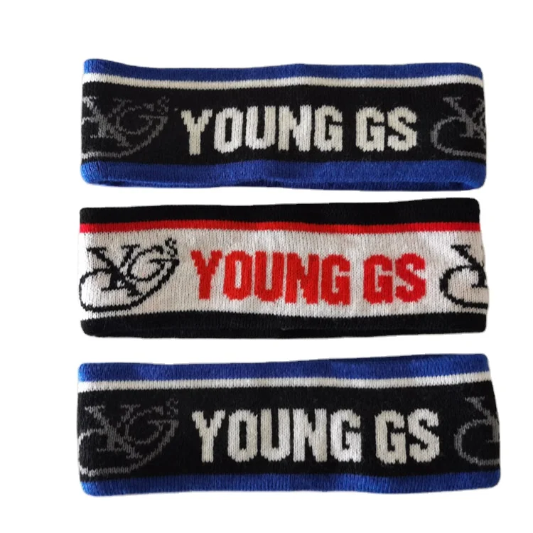 Hip Hop Custom Jacquard Yoga Headband Knitted Letter Sweatband Customized Logo Knitted Hair Band