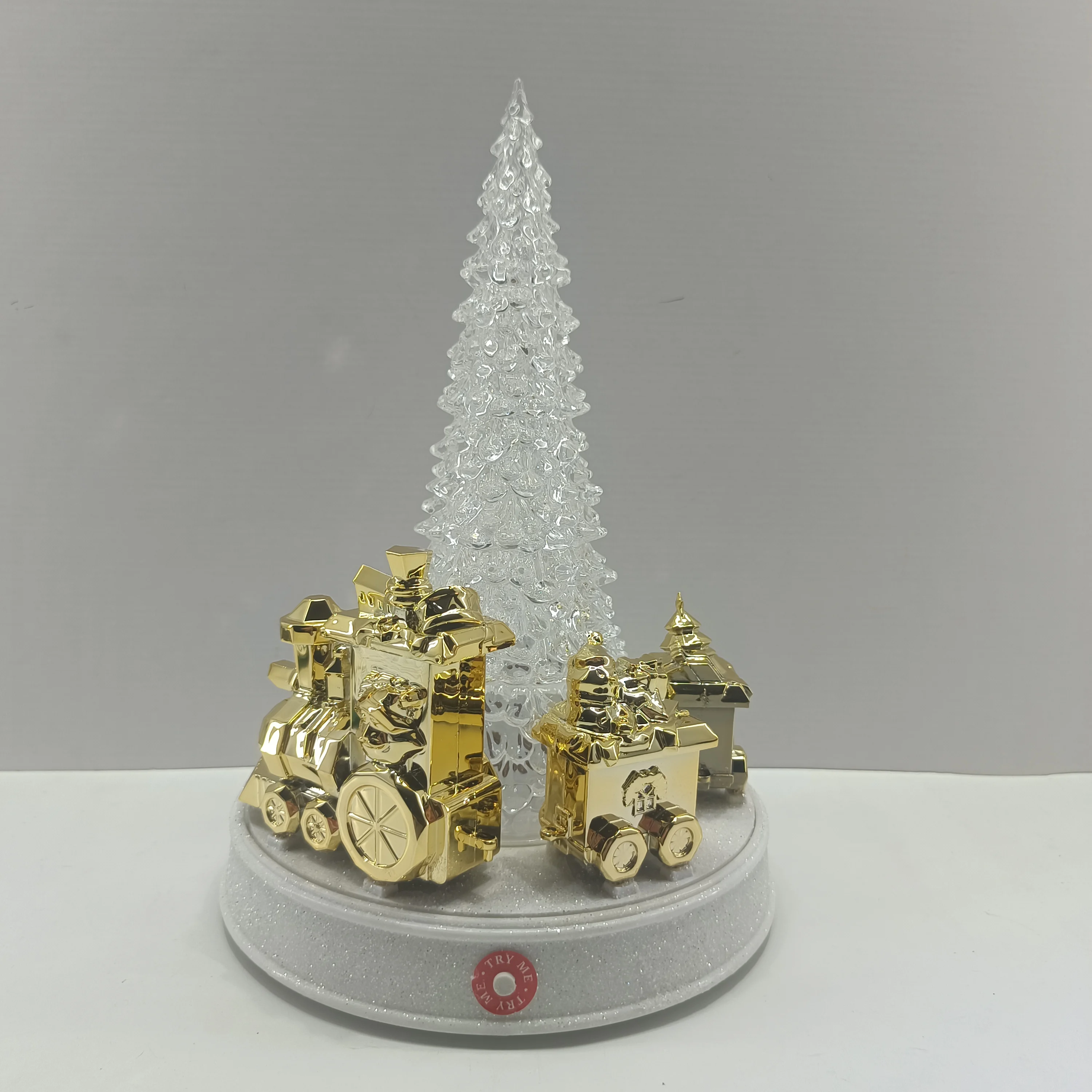 Colorful LED Light Musical Turning tree Christmas Rotating train