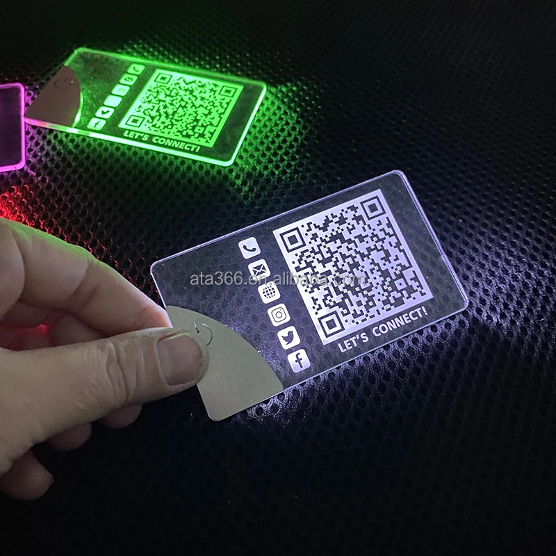 16 NEW 2023 Luxury LED Acrylic Business Cards Custom Business Card Printing Laser Engrave Unique Light up Clear Business Card