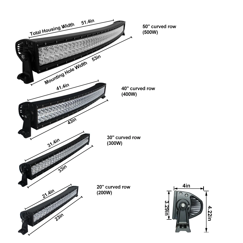 AURORA 500W 50inch dual row curved Offroad led light bar