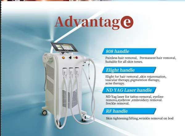Global Supply 4in1 808 Diode Laser Hair Removal Elight Skin Rejuvenation ND YAG Tattoo RF Lifting Beauty
