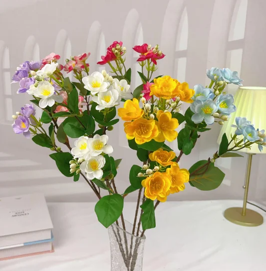 J-07052 Best Seller Artificial Jasmine silk  Small  Bundle Flowers Lotus Green Plant  Decorative Flowers